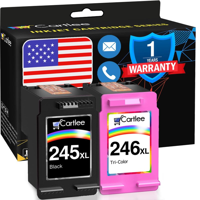 Cartlee Compatible Ink Cartridges Replacement for Canon Ink 245 and 246 PG-245xl CL-246xl for iP2820 MG2420 MG2920 MG2922 MG2520 MG2924 MX492 (2 Pack) - Image 1